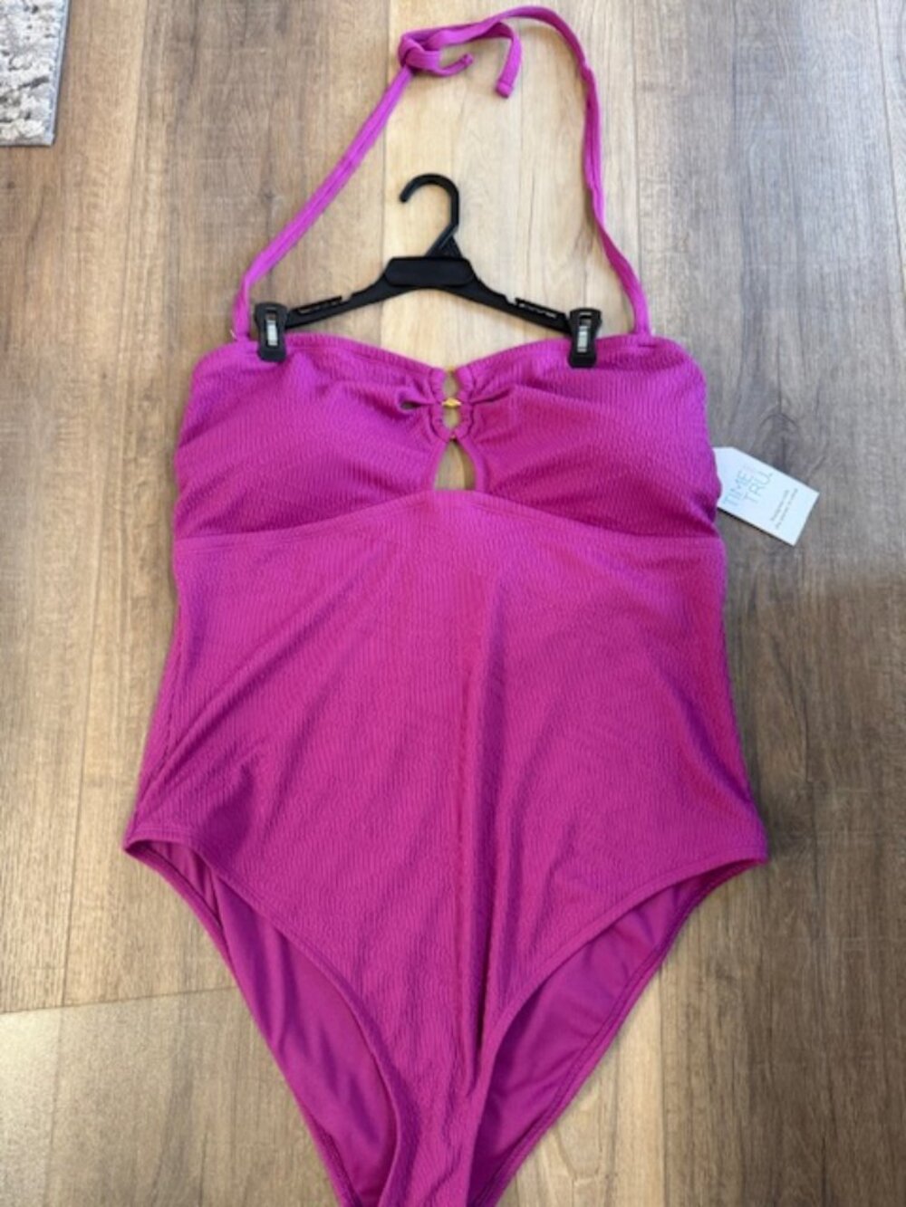 NEW Time and Tru Purple Textured One-Piece Swimsuit 2X (20W-22W)
